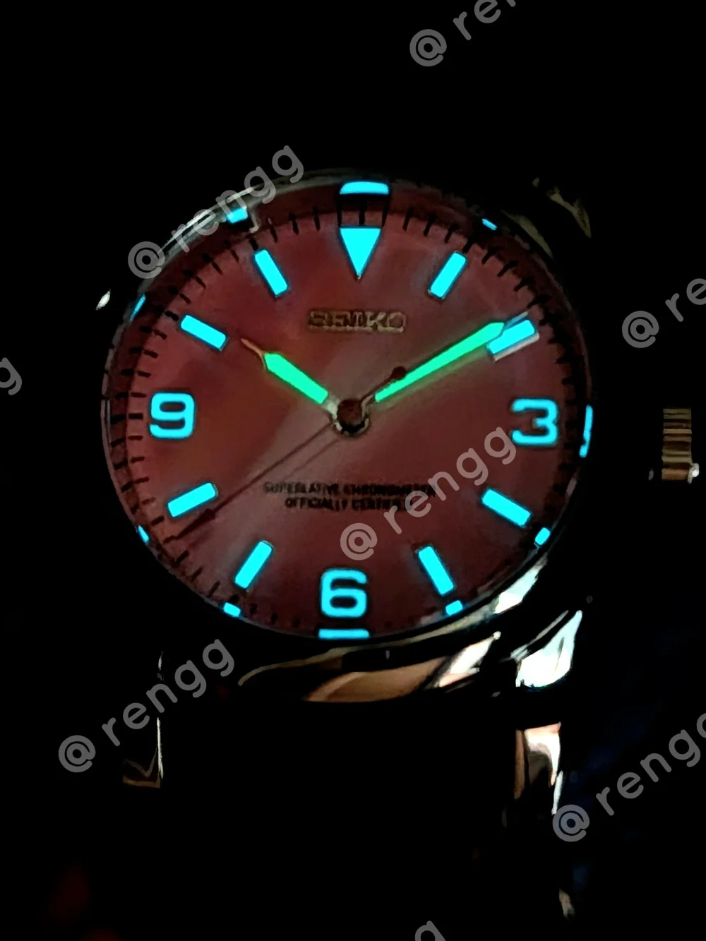 37mm Seiko Pink Dial Stainless Dress watch Mod Smooth Sweep Second